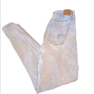 American Eagle  Light Wash Stretch Destroyed Curvy Hi-Rise Jeggings   Size 4